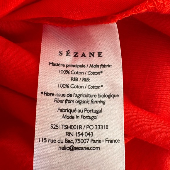 Sezane CONRAD T-SHIRT Bright Red Women's size Large - Picture 9 of 9